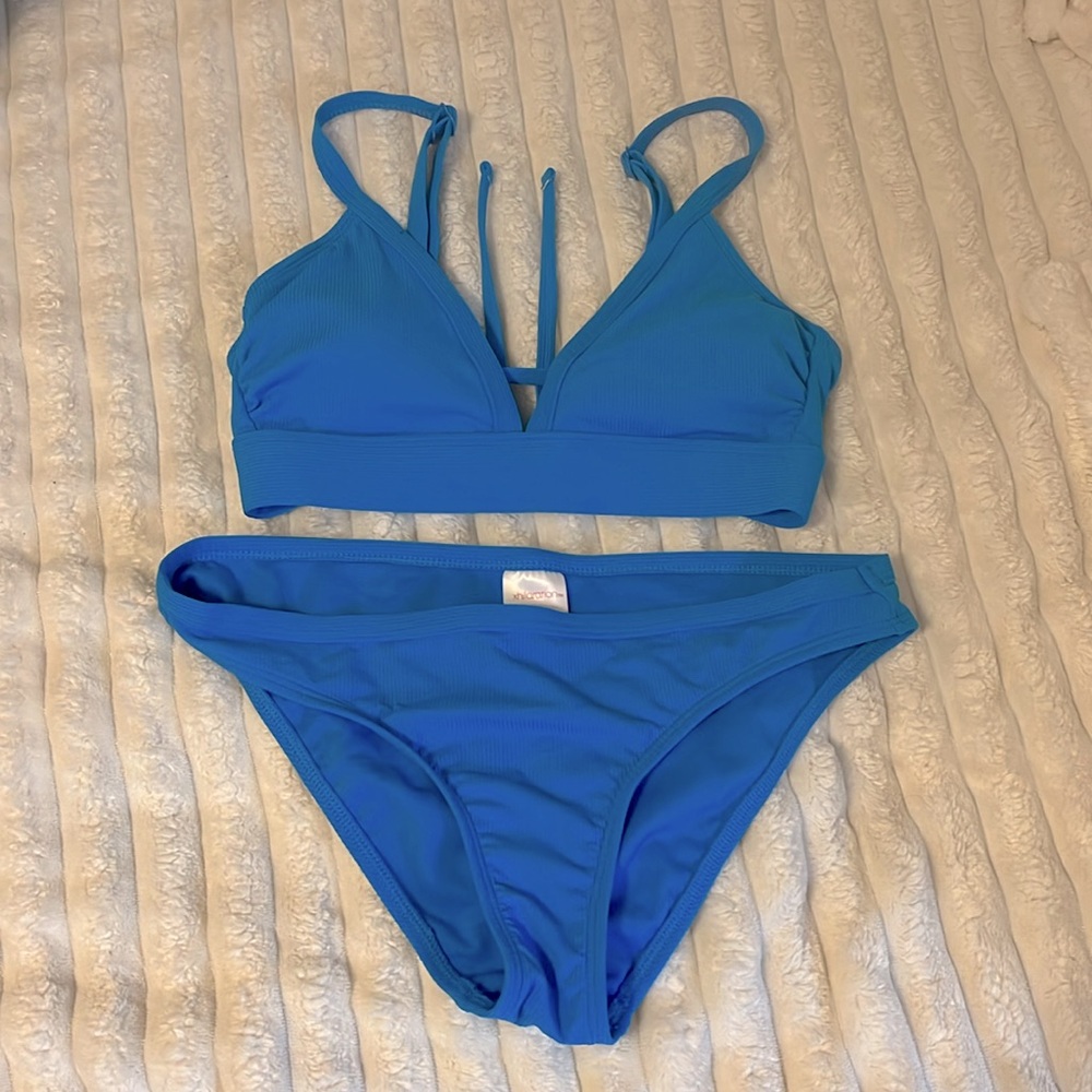 Unused blue target bikini set
